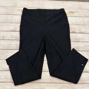 Chicos Black Straight Leg Pants Womens Size 10R Side Snap Detail Comfort Stretch